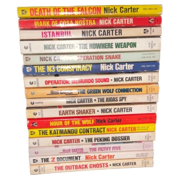 Vintage Nick Carter Killmaster Paperback Book Lot Of 16 Espionage Adventure Nove - Picture 1 of 16